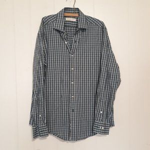 Michael Kors Dress Shirt Large Button Down 16.5 34/35 Green Gray Plaid Collared